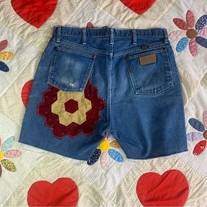 Vintage Upcycled wrangler jean cut off shorts